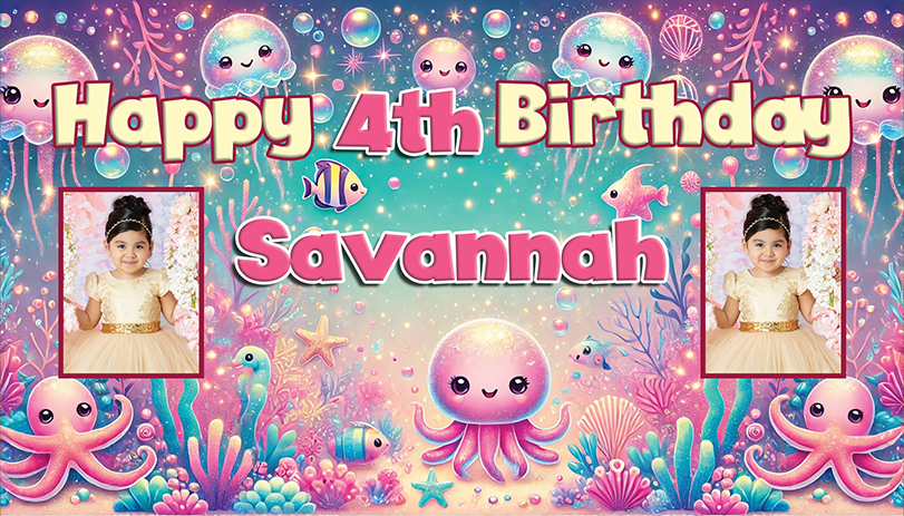 Personalised 4th Birthday Banner for Savannah