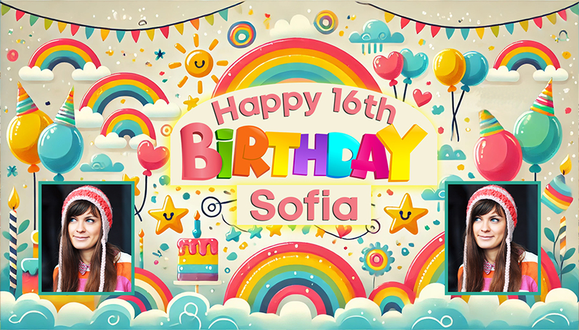 Personalised 16th Birthday Banner for Sophia