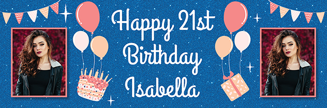 Personalised 21st Birthday Banner for Isabella