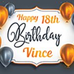 Personalised 18th Birthday Banner for Vince