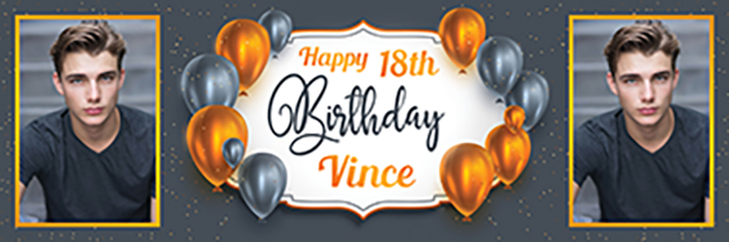 Personalised 18th Birthday Banner for Vince