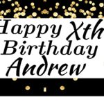 Custom Black & Gold Happy Birthday Banner for Andrew