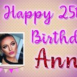 Purple and Pink Happy 25th Birthday Banner for Anna with Balloons