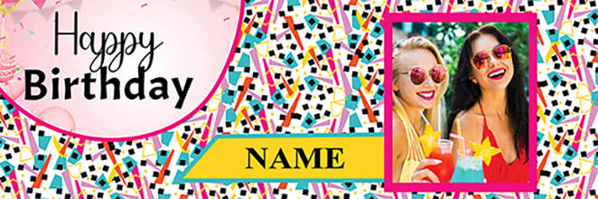 Colourful Retro Birthday Banner for Women
