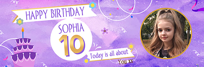 Personalised 10th Birthday Banner for Girl